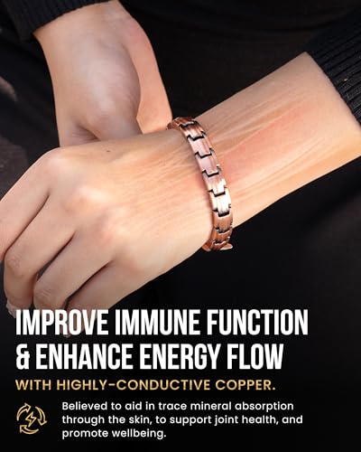 MagnetRX Pure Copper Magnetic Bracelet - Magnetic Copper Bracelets for Men - Adjustable Length with Sizing Tool