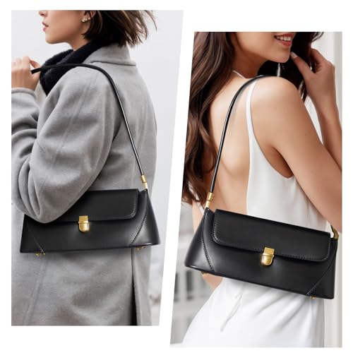 Shoulder Bag for Women Vintage Purse Fashion Classic Vegan Leather Clutch Tote Retro Handbag with Buckle Closure 6