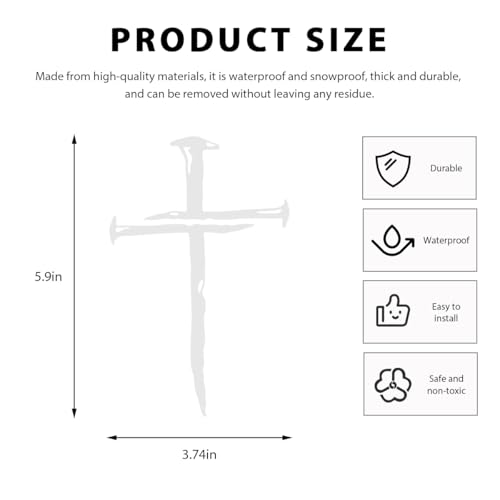 Image of DXNQ Car Cross of Nails Sticker, Bumper Christian Sign Cross with Nails Decal, Removable Waterproof Sticker for Car Truck Window Motorcycle Helmet Laptop, Car Accessories (White)