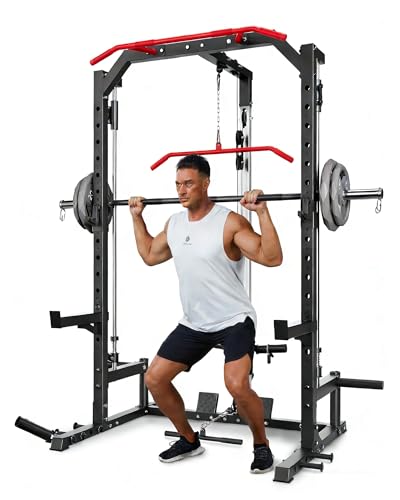 GarveeLife Smith Machine Home Gym with Barbell Bar, Cable System,
