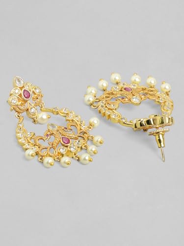 Image of Rubans Chandbali Earrings Gold Plated Traditional Pearl Detailed Jewellery Gift for Women & Girls
