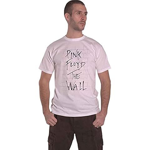 PINK FLOYD Men's The Wall & Logo Regular Fit Crew Neck Short Sleeve T - Shirt, White (White White), Large (Manufacturer Size:Large) Cover