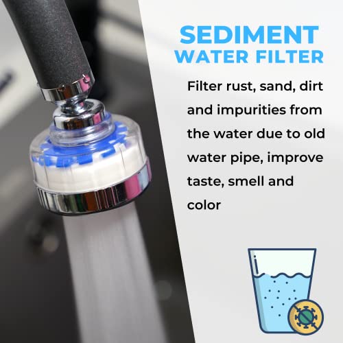Skylarlife Sink Pure Water Faucet Mount Filters Remove Rust Dirt And Impurities Stainless Steel 360 Degree Rotatable Anti-Splash High Pressure Faucet With 6 Filters #TOP1