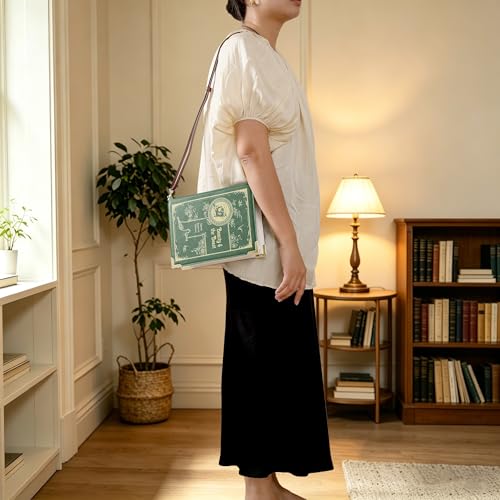 Image of Clutch Purse Large, Book Shaped Crossbody Bag, Vegan Leather Book Wallet, Book Lover Gift Handbag, Shoulder Bag