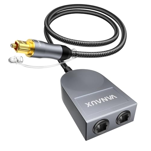 Optical Splitter 1 in 2 Out, Fiber Optic Digital Audio Cable, Toslink S/PDIF 1 Male Input 2 Female