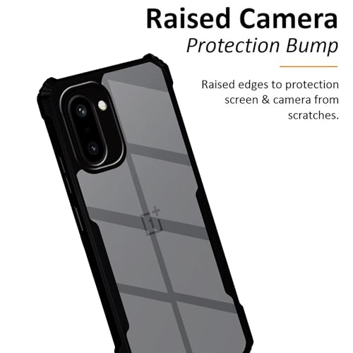 Image of Amazon Brand - Solimo Clear Back Cover Case for OnePlus 15R 5G | 360 Degree Protection | Transparent Back Cover Case for OnePlus 15R 5G (PC & TPU, Black Bumper)