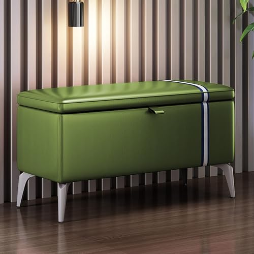 Genérico Banco otomano con almacenaje y Asiento Acolchado - Moderno Banco Rectangular para Zapatos de Cuero, baúles de Madera Maciza - Banco multifunción para Entrada (Tamaño: 100 x 35 x 45