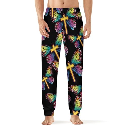 God Butterfly Men's Pajamas Pants Lightweight Sleep Lounge Pant Pjs Bottoms Casual Sleepwear