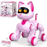 Robot Cat Interactive Toys for Girls: Remote Control Electronic Pink Kitty Pets - Robotic Can Dancing Touch Programmable Mechanical Cat for Kids Age 4-9 Christmas/Birthday Surprise Gifts