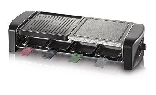 Foto von SEVERIN Raclette-Grill mit Naturgrillstein und Grillplatte, Raclette mit antihaftbeschichteter Grillplatte, Tischgrill für 8 Personen, max. 1.400 W, Edelstahl / schwarz, RG 9645