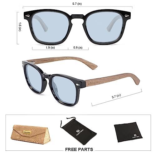 Image of HD Polarized Wood Sunglasses for Men and Women UV400 Protection Sports Classic Retro