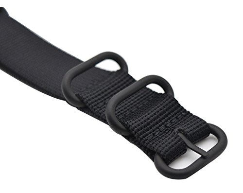 Artstyle Watch Band With Ballistic Nylon Material Strap And High-End Black Buckle (Matte Finish Buckle) (Black, 22Mm) #TOP2