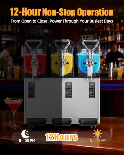Image of Commercial Slushy Machine, 4L /135oz x 3 Tank Margarita Machine