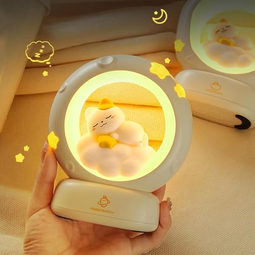 Image of Space Kitty LED Night Light for Kids, Nursery Night Light, Table Lamp, Animal Kitty Bedside Decor Lamp with Dimmable for Gifts for Girls Baby Cat Lovers (Cat)