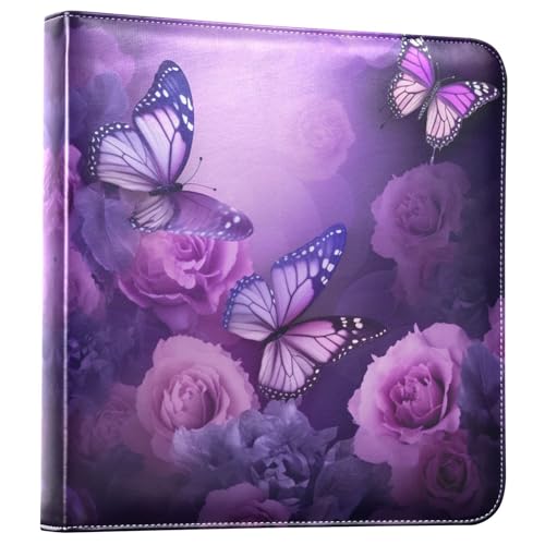 Álbum de fotos scrapbooking grande con mariposas, cubiertas de cuero PU adhesivas para boda, viaje y recuerdos familiares, tamaño 11.8" x 11.2" miniatura 1