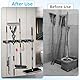 2 Stück Besenhalterung Wand, 10 Halter + 8 Haken Schwerlast Gerätehalter Selbstklebend, Gartengerätehalter aus Edelstahl, Besen Mop Halter Wandhalterung für Küche, Badezimmer, Garage, Garten, Schwarz