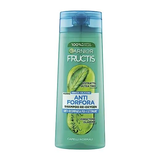 Garnier Fructis Champú anticaspa para cabello normal, hidratante y limpiador, con extracto de árbol de té, reoxygen, 250 ml