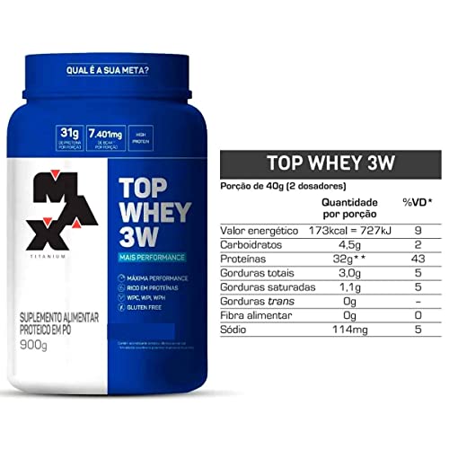 Max Titanium Top Whey 3W (900G) - Sabor Mais Sabor - Cookies & Cream