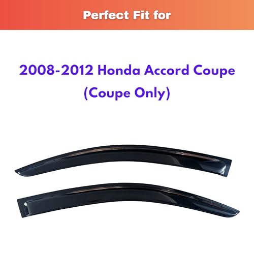 Image of KPY Rain Guards Fit for 2008-2012 Honda Accord Coupe, Out-Channel Window Visors Vent Wind Deflectors 2PC, Car Accessories for 08-12 Accord (Coupe Only)