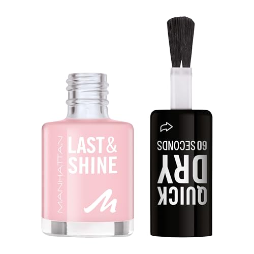 MANHATTAN Last & Shine schnelltrocknender Nail Polish, veganer & tierversuchsfreier Nagellack, langanhaltend, ultraglänzendes Finish, 8ml, Fb. 065 Innocent Love