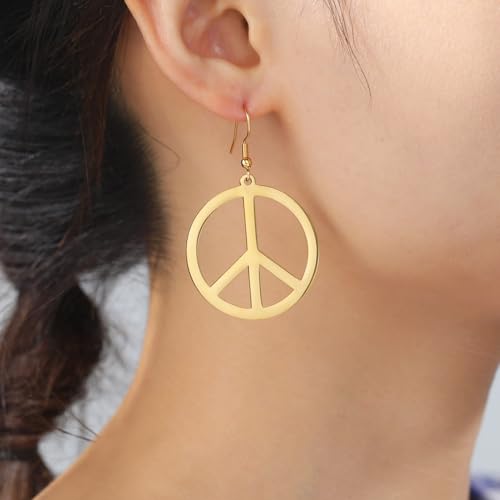 LIKGREAT Peace Pendant Hook Earrings Peace Sign Symbol Dangle Drop Earrings for Women3