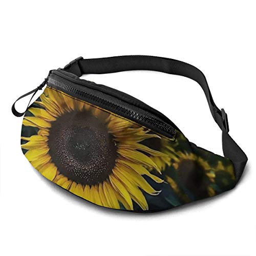 GOSMAO Riñoneras Deportivas,Riñoneras Running con Correa Ajustable,Girasol Bajo Las Estrellas,Bolsos de Gimnasio Bolsos Bandolera para Hombre Mujer