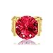 JEAN RACHEL JEWELRY 14K Gold Plated Sterling Silver Ring with 11.75 TCW Cubic Zirconia - Textured Band Vintage Design - Hypoallergenic, Lead & Nickel Free Jewelry Statement Rings for Women, Ruby