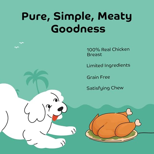 Image of Tender Chicken Jerky Breast Dog Treats | Made with Real Chicken Breast | High-Protein, Low-Fat Grain-Free Reward Snacks for Dogs | 50g