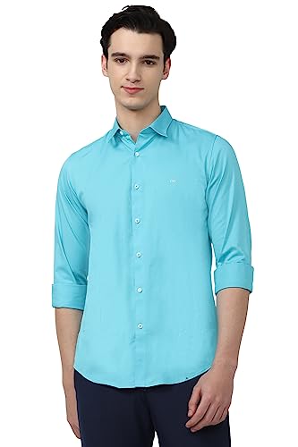 Image of Peter England Men's Slim Fit Full Sleeve Casual Shirt in Twill Weave Cotton