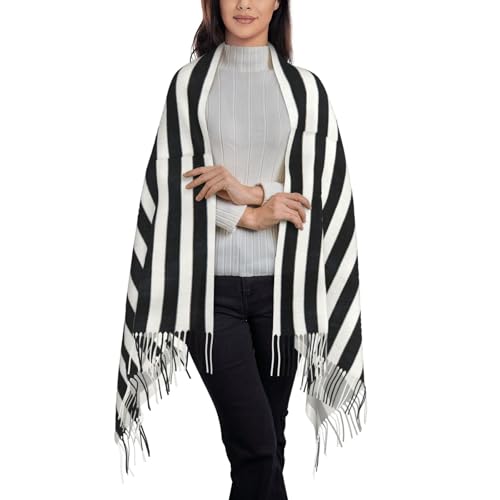 Black And White Stripes Women's Scarf Pashmina Shawls and Wraps for Evening Dress Wedding Long Warm Scarves