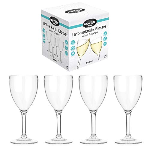 Preisvergleich Produktbild Lay-Z-Spa BWA0006 Weingläser aus Polykarbonat, wiederverwendbar, praktisch unzerbrechlich, 4 Stück, transparent