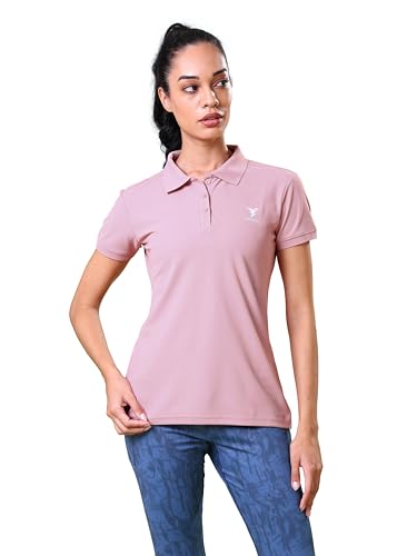Image of TECHNOSPORT Womens Polyester Slim Fit Solid Half Sleeve Polo Matpiq T-Shirt with Techno Dry, Anti Static for Regular Use