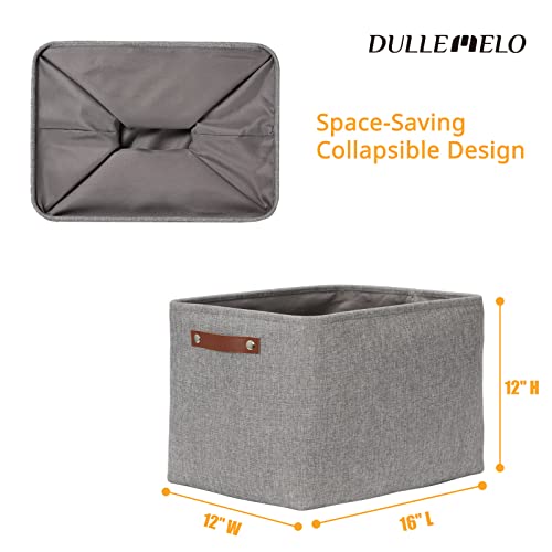 Image of DULLEMELO Collapsible Linen Storage Basket Large 16 inchx12 inchx12 inch Tall Rectangular Fabric Storage Bin for Organizing [1 Pack] Grey
