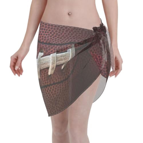 Vestido de traje de baño con estampado de cordones de fútbol americano, elegante envoltura de playa, cubierta de bikini, para mujer, perfecto para piscina y centro turístico, color negro, Negro, talla