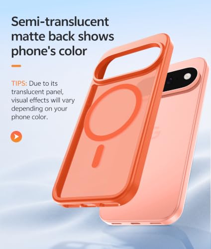 Image of FNTCASE for Google Pixel 11 Pro Case / Pixel 11 Case, with Screen Protector | Fit for Magsafe, Translucent Matte, 14FT Military Grade Drop Protection, Shockproof Protective Phone Cover, Orange