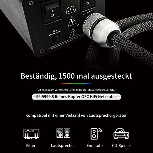 HiFi-Netzkabel Tertullus Abgeschirmtes C15 Stromkabel für Audio