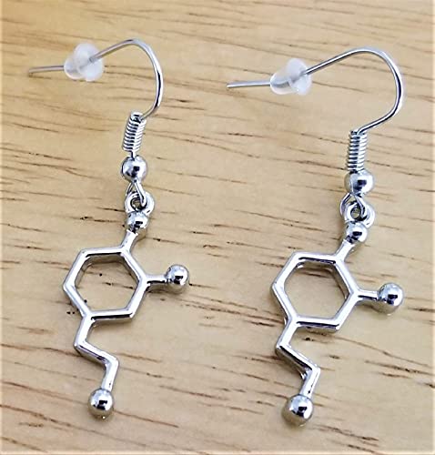 Dopamine Molecule Earrings Psychiatrist Gift Psychologist Neurologist Neurotransmitter Happy Chemical Scientist Chemistry Biology Psychiatry Jewelry Science Student Teacher Lover, (G0001)2