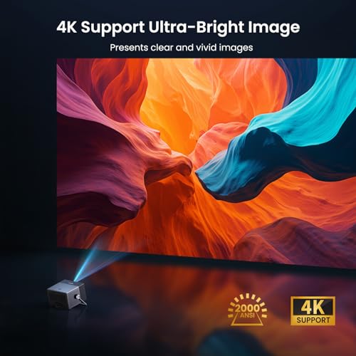 Image of 2000 ANSI Official Licensed Google TV Outdoor Projector 4K Full HD, Smart Projector with Wifi and Bluetooth, Auto Focus, Dolby Sound,Built-in Apps,HAPPRUN Indoor Home Theater for Phone /TV Stick /PC /PS5