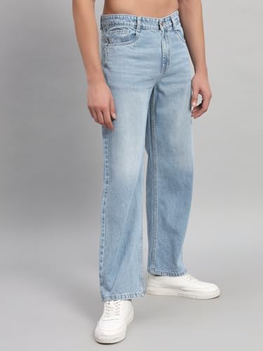 Image of Men Baggy Jeans Cotton Blend Loose Fit High Rise Denim Pants for Men | Stylish Casual Streetwear Jeans Pant for Man | Comfortable Everyday Wear