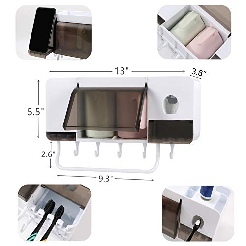 PENGKE Toothpaste Dispenser,Upgraded Version Automatic Toothpaste Squeezer Dispenser for Famliy Washroom Bathroom,is Wall Mount Bathroom Accessories with Super Sticky Suction Pad and 2 Cups - Thumbnail 3