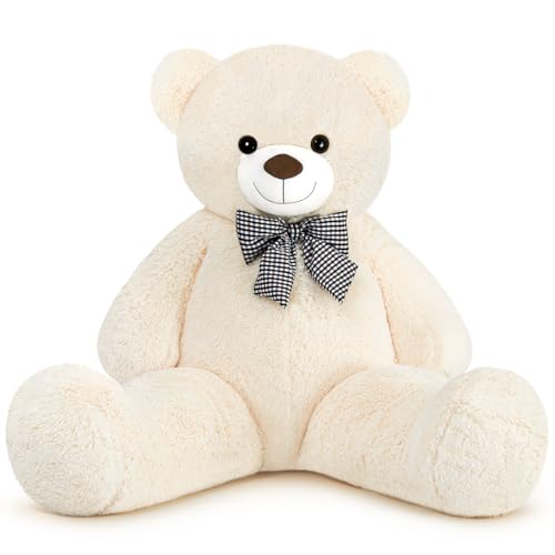 Sausudols XXXL Teddybär Großer Bär 140 cm groß Riesen Teddy Bär Stofftier Plüschtier Kuscheltier Geschenk für Kinder Freundin Beige
