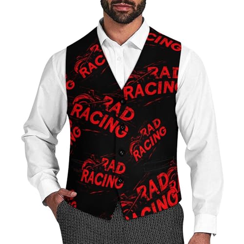 Rad Racing Casual Suit Vest for Men Formal Business Dress Regular Fit Waistcoat Tuxedo