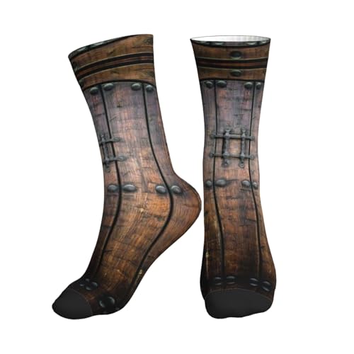 ALLiYa Calcetines de compresión de puerta de madera rústica para mujeres y hombres, para correr, ciclismo, uso diario, 1 Negro, talla �nica