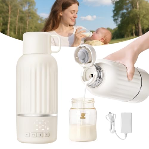 Image of Snow Bear Portable Bottle Warmer for Travel, Fast Heating in 2.5 Mins for Breast Milk, 10200mAh Battery with LED Display, 17oz Large Capacity, Baby Bottle Warmer with Precise Temperature Control-Cable