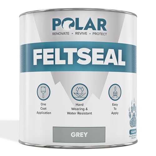 Polar Premium Grey Felt Seal - 1 Litre - Instant Waterproof Roof Sealant - Ideal for Flat or Pitched Felt, Shed & Garage Roofs - Easy to Apply