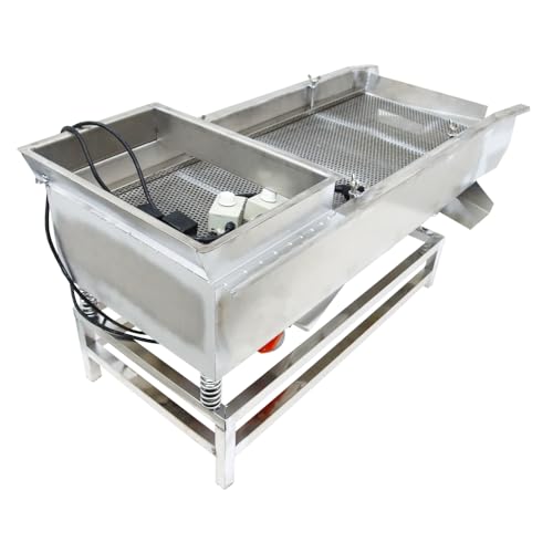 WYDDDARY Straight Vibrating Sieve Electric Linear Sifter Machine Stainless Steel Screen Shaker with 6mm 1mm Round Hole Mesh Double Layers Double Motors 110V