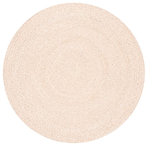 Image of Cotton Round Carpet 3x3 feet - Handmade Braided Boho Rug for Living Room, Bedroom & Balcony - Soft Washable Floor Mat, Color -Beige Mixx