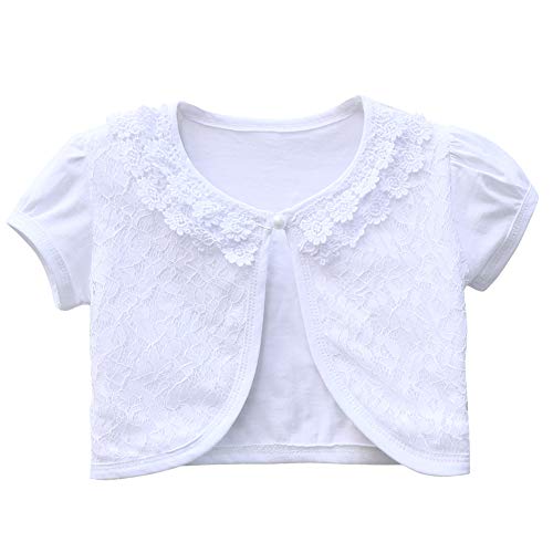 Girl Lace Bolero Cardigan Shrug - Toddler Little Girl Short Sleeve Lace Flower Shrug Sweater - Main Image