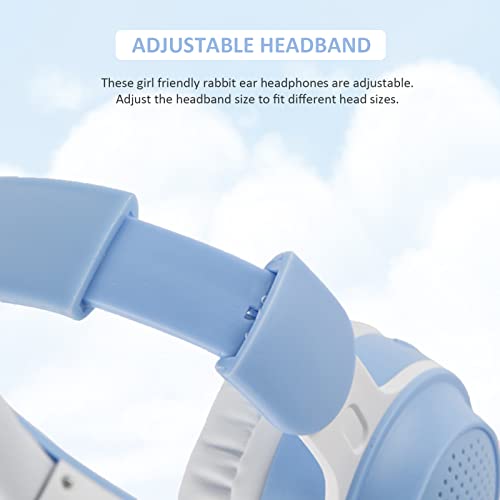 Yunseity Kids Headphones, Bluetooth 5.0 Headphones with Rabbit Ear, Over Ear LED Light Foldable Wireless Headset - Image 4