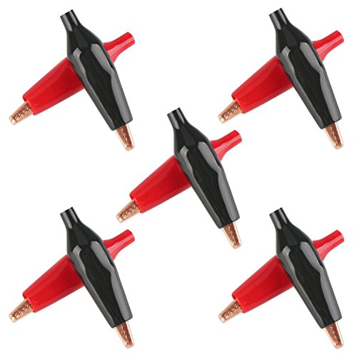 Image of DROK 10pcs Insulated Mini Alligator Clips Electrical Large - 1.77 inch /45mm 10A Pure Copper Alligator Clips for Multimeter
